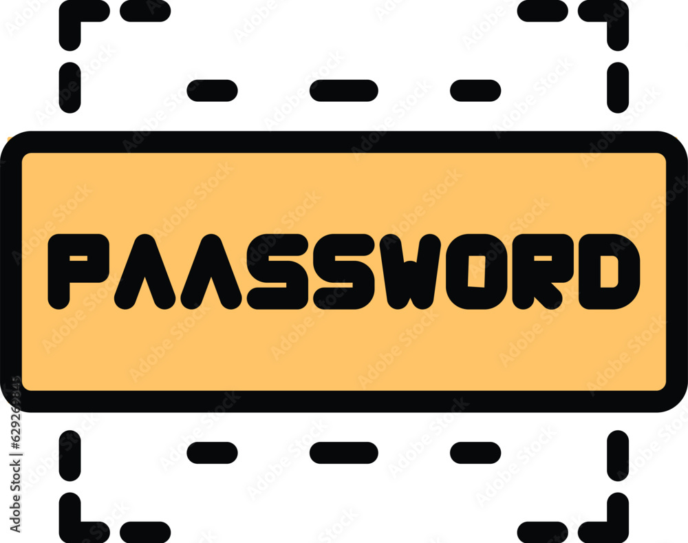 Poster password login icon outline vector. internet verify. code step color flat