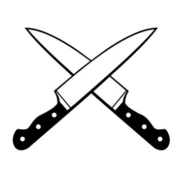 recommend clip art: Cross chef knives on white background. Isolated illustration.