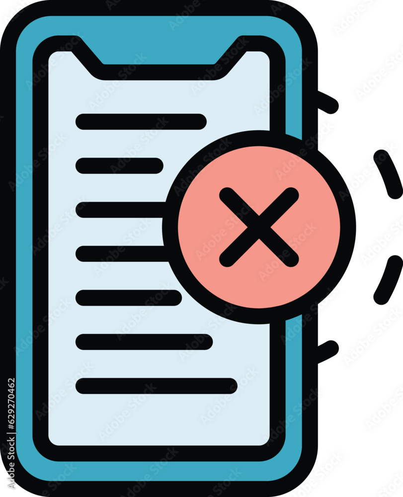 Aufkleber reject secure login icon outline vector. internet mobile. sms verify color flat