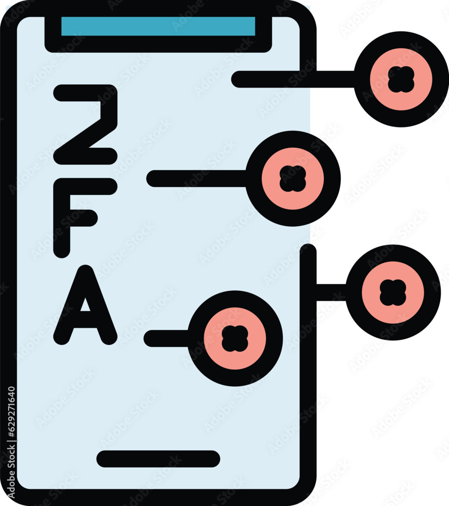 Poster 2fa smartphone icon outline vector. code login. multi password color flat