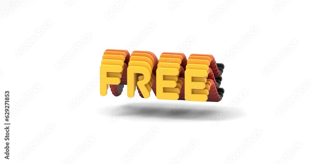 Poster looping 3d-rendered animation of the word free with a gradient on a white background