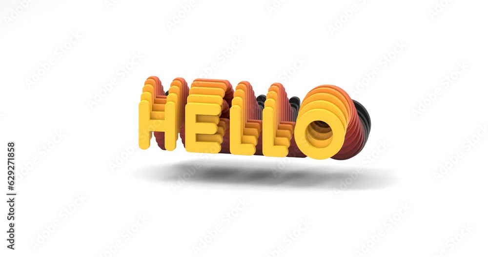 Fototapete looping 3d-rendered animation of the word hello with a gradient on a white background