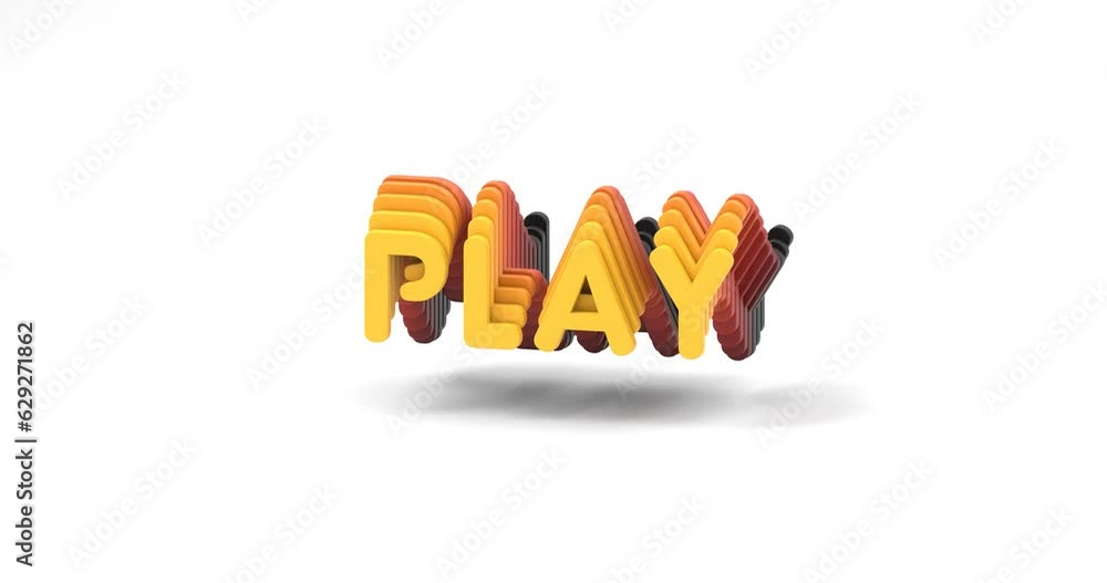 Aufkleber looping 3d-rendered animation of the word play with a gradient on a white background