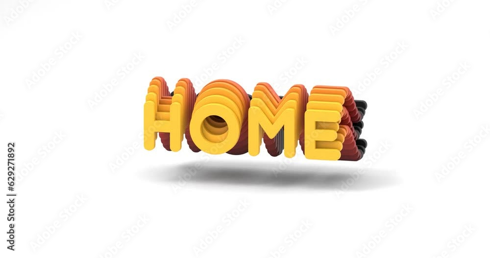 Poster looping 3d-rendered animation of the word home with a gradient on a white background