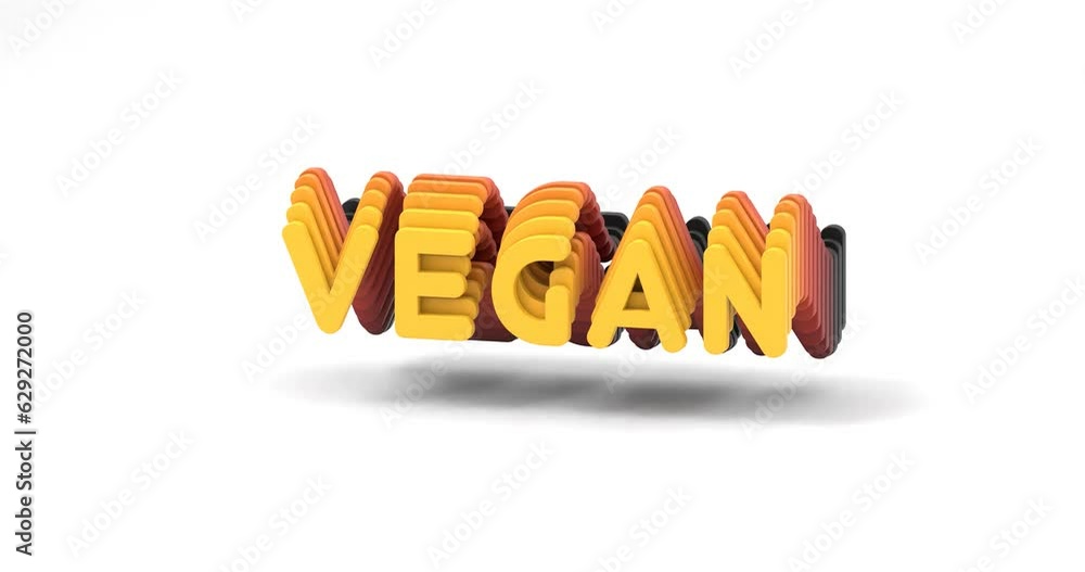 Poster looping 3d-rendered gradient animation of the word vegan isolated on a white background