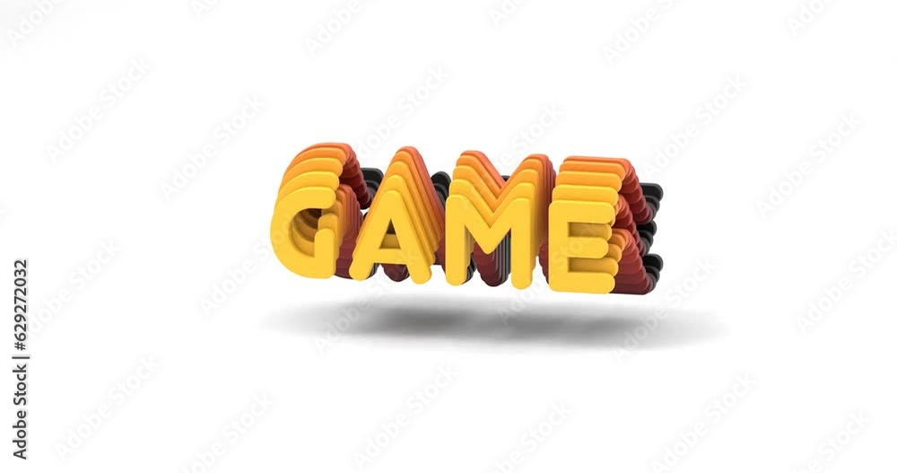 Aufkleber 3d-rendered looping gradient animation of the word game floating on a white background
