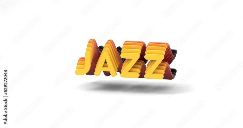 Poster looping 3d-rendered gradient animation of the word jazz isolated on a white background