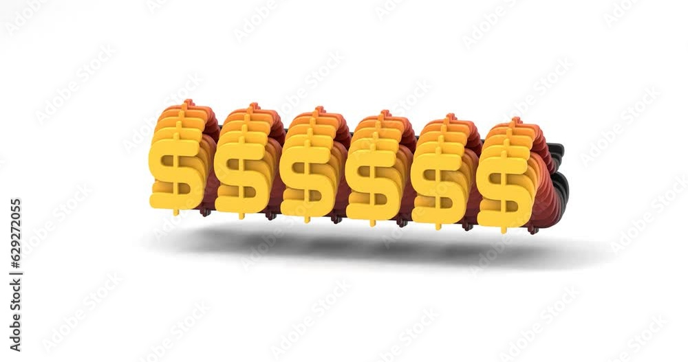 Poster looping 3d-rendered gradient animation of the dollar symbols isolated on a white background