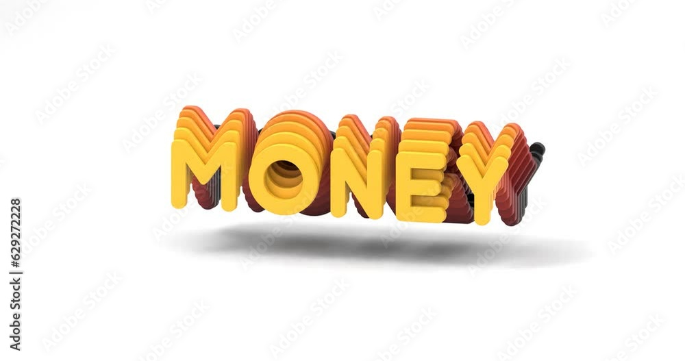 Aufkleber 3d-rendered looping gradient animation of the word money floating on a white background