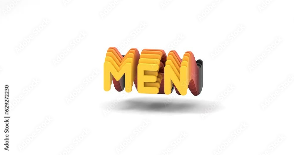 Poster looping 3d-rendered gradient animation of the word men isolated on a white background