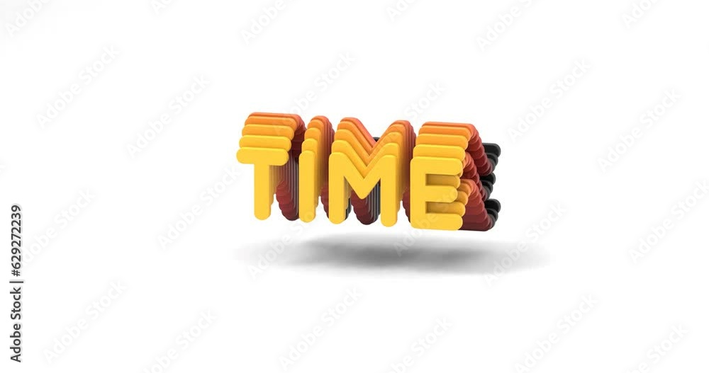 Poster looping 3d-rendered gradient animation of the word time isolated on a white background