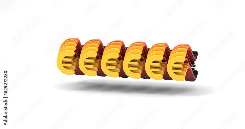Poster looping 3d-rendered gradient animation of the euro symbols isolated on a white background