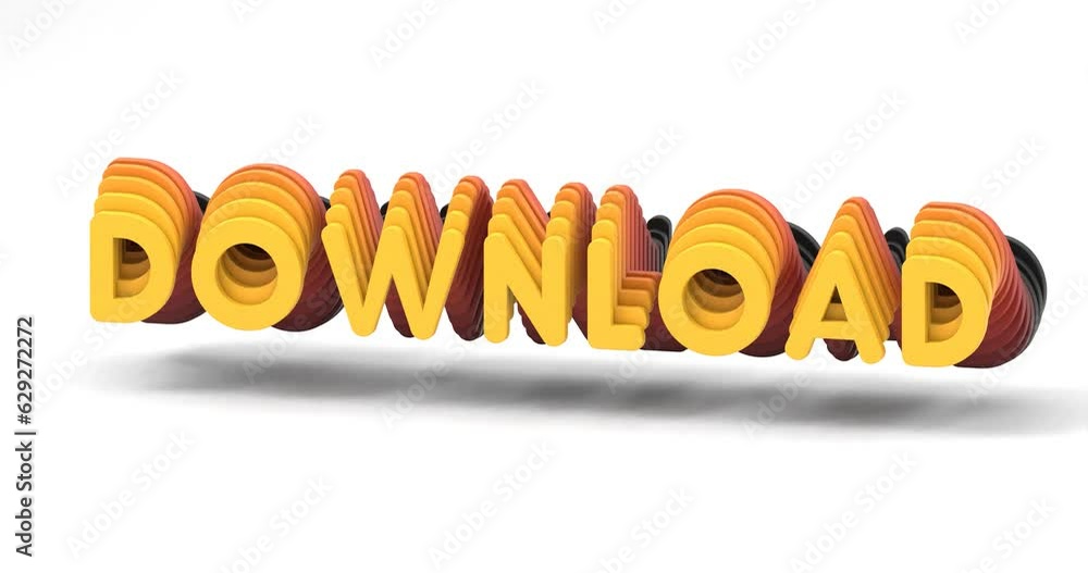 Poster 3d-rendered looping gradient animation of the word download floating on a white background