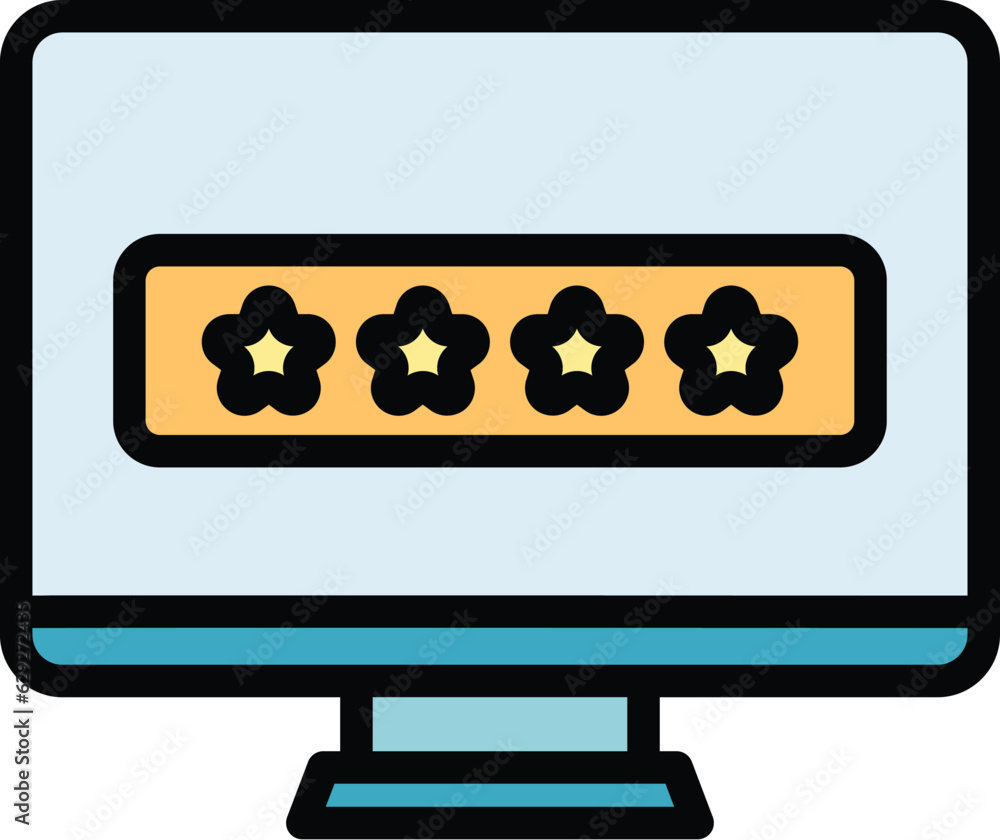 Poster pc password icon outline vector. account authorization. secure login color flat