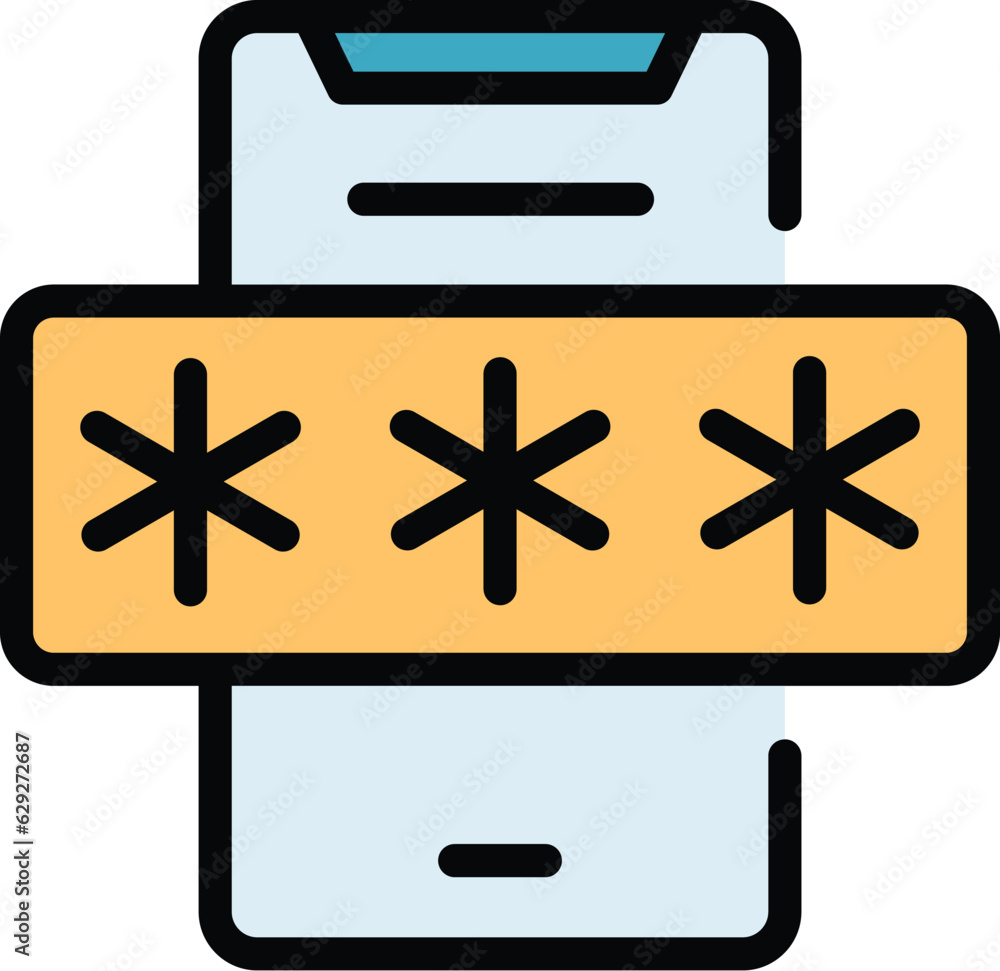 Poster secure phone login icon outline vector. step code. password verification color flat
