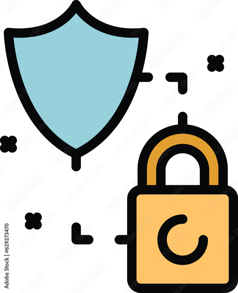 Poster verification secured icon outline vector. login code. multi password color flat