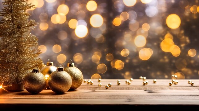 golden christmas balls background with free space