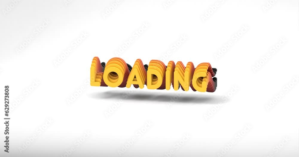 Poster 3d-rendered looping animation of the gradient word loading isolated on a white background