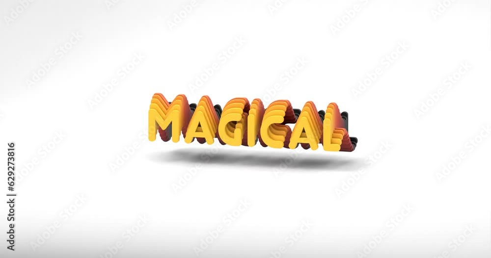 Aufkleber 3d-rendered looping animation of the gradient word magical isolated on a white background