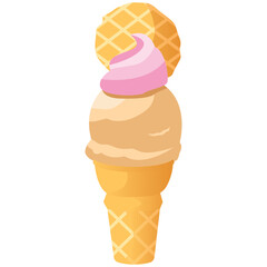 Waffle Toping Ice Cream 2D Color Illustrations
