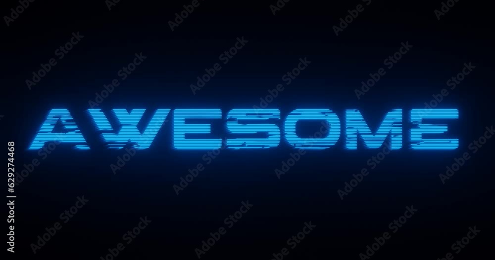 Poster illuminating text of awesome word wallpaper design for intro
