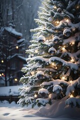 christmas tree in snow