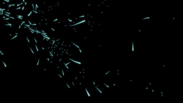 Flying particles hitting the wall