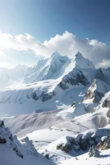 Fotobehang snow covered mountains © Artworld AI