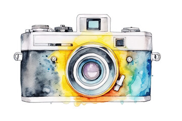 watercolor clipart camera vintage retro film clip art AI art Midjourney