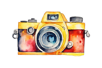 watercolor clipart camera vintage retro film clip art AI art Midjourney