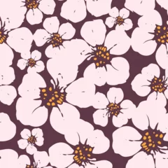 Poster Seamless cherry blossom pattern on dark background.  © Bonfloret