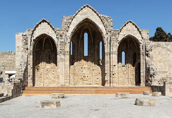 ruins of the Church of Virgin of the Burgh (Saint-Marie-du-Bourg) 14th century the island of Rhodes