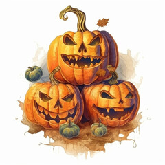 halloween pumpkin head, vintage illustration