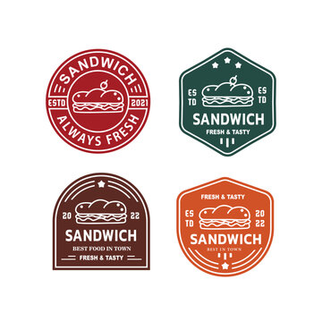 vintage logo Vector hipster sandwich kebab for food and cafe