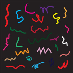 Fun colorful line doodle seamless pattern. Creative minimalist style art background for children or trendy design with basic shapes. Simple childish scribble backdrop.