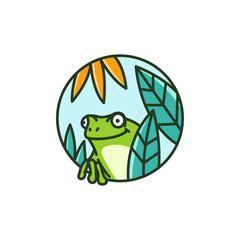creative vector green frog round illustration