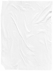 Creased wrinkled white paper on a white background with copy space