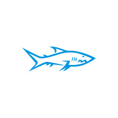 vector shark line art logo design