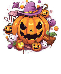 Fototapeta premium Happy Halloween Funny Spooky Halloween Costume Illustration Halloween
