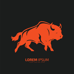 bull logo icon silhouette bison, ox logo symbol style bull vector illustration buffalo logo silhouette isolated orange bull
