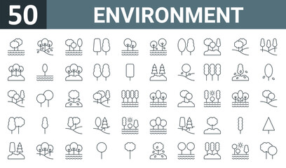 set of 50 outline web environment icons such as tree, tree, tree, vector thin icons for report, presentation, diagram, web design, mobile app.