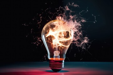 concept graphic of a bright lightbulb shattering with a dark background representing the brainstorming and bright idea process. 