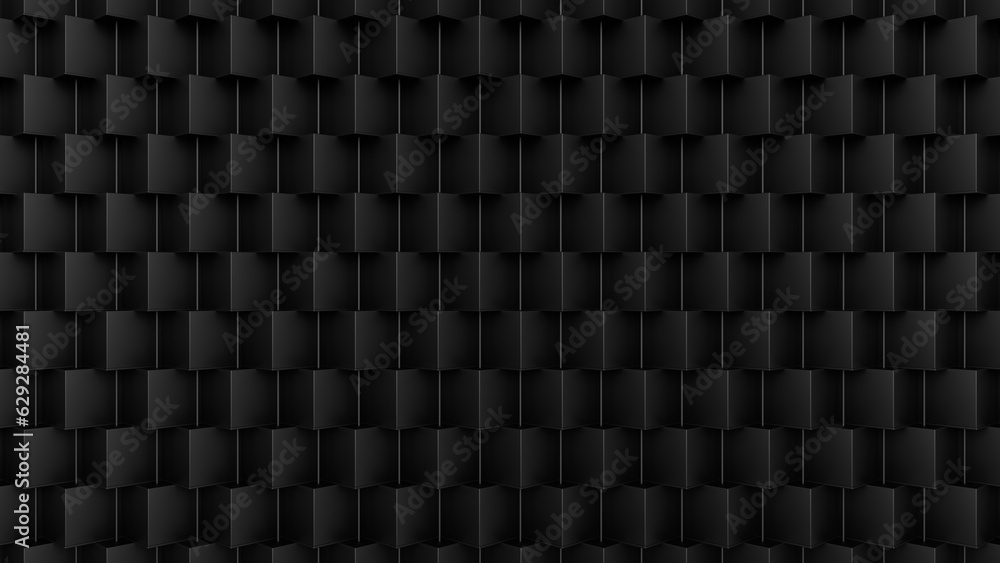 Poster 3d abstract cubes. black background. 3d rendering