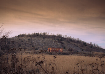 A view of the potash mining waste mound. Dombrovsky quarry. Kalush. Ukraine.