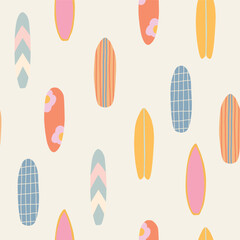 Flat vector surfboards seamless pattern © Maria