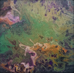 Acryl auf Leinwand mit Struktur und Glitzer, mystischer Hintergrund