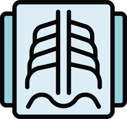 Chest examination icon outline vector. Xray care. Medical machine color flat