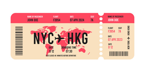 Airline ticket template isolated illustration