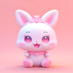Pastel 3d illustration of cute kawaii
