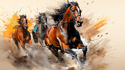 Illustration of Horses running